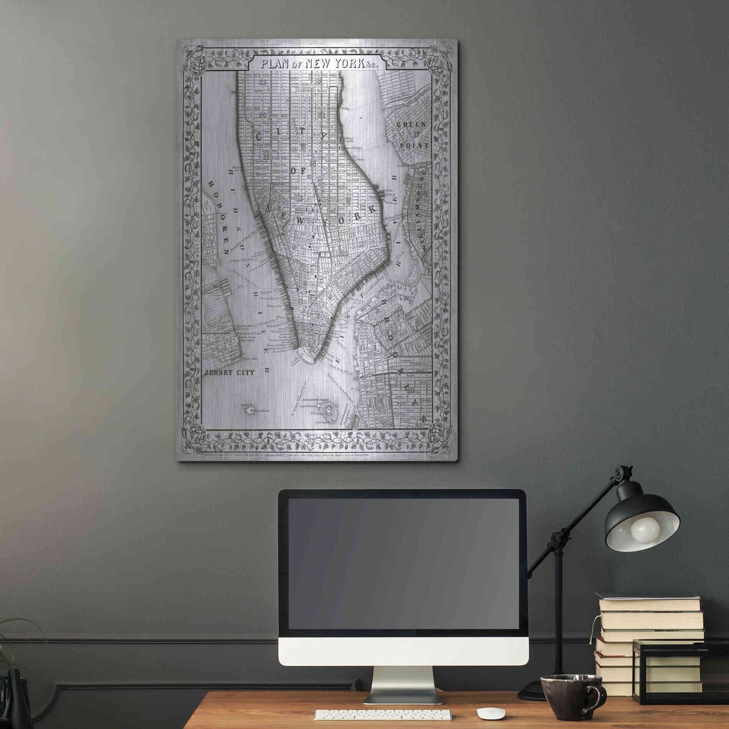 Luxe Metal Art 'Plan of New York' by Mitchell, Metal Wall Art,24x36