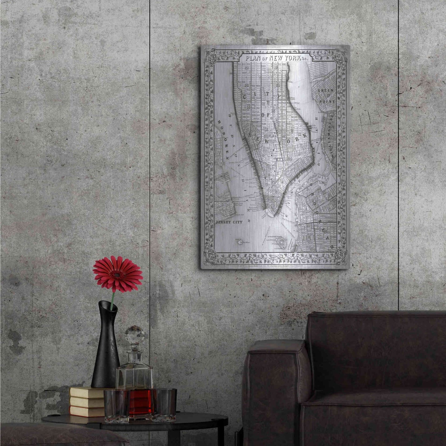 Luxe Metal Art 'Plan of New York' by Mitchell, Metal Wall Art,24x36