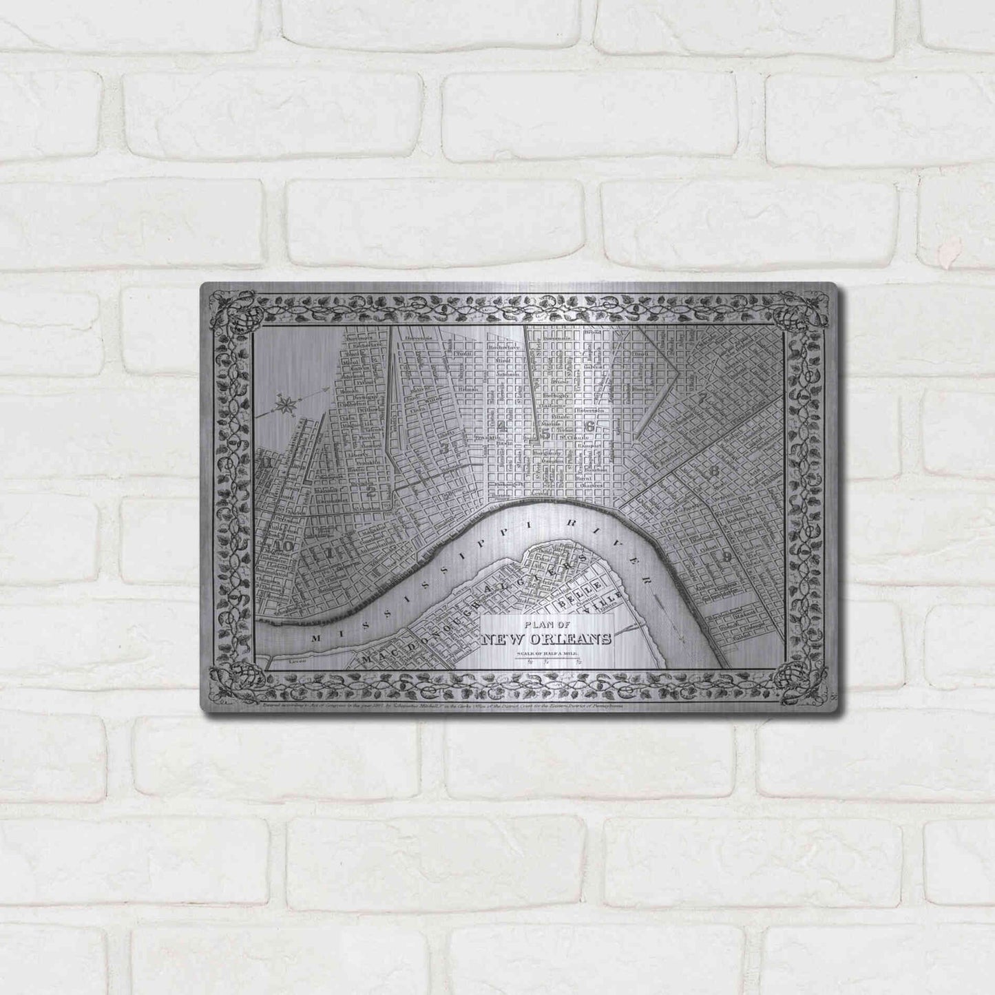 Luxe Metal Art 'Plan of New Orleans' by Mitchell, Metal Wall Art,16x12