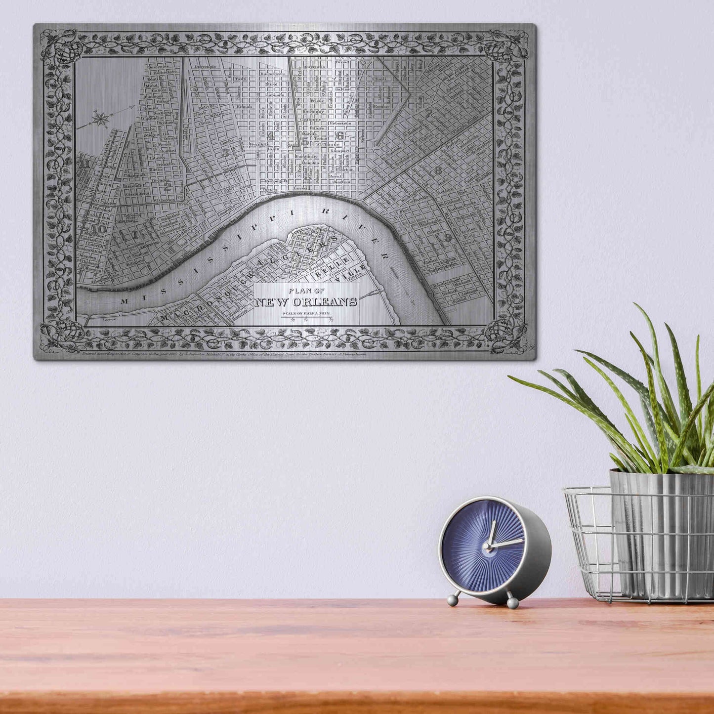 Luxe Metal Art 'Plan of New Orleans' by Mitchell, Metal Wall Art,16x12
