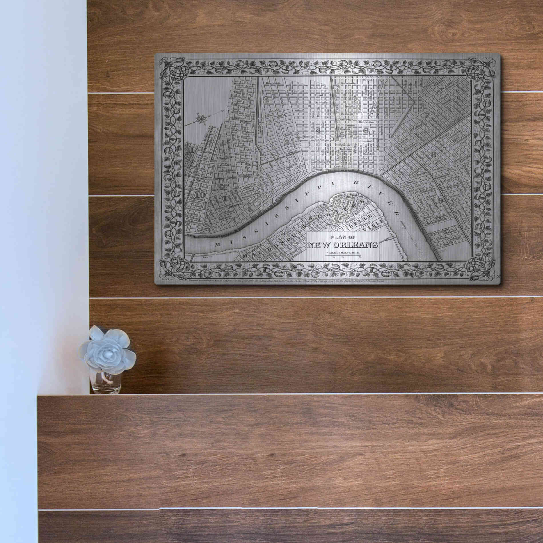 Luxe Metal Art 'Plan of New Orleans' by Mitchell, Metal Wall Art,16x12