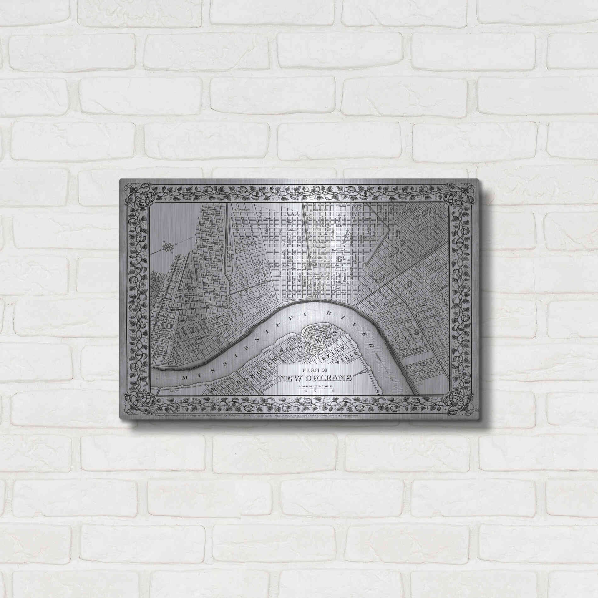 Luxe Metal Art 'Plan of New Orleans' by Mitchell, Metal Wall Art,24x16