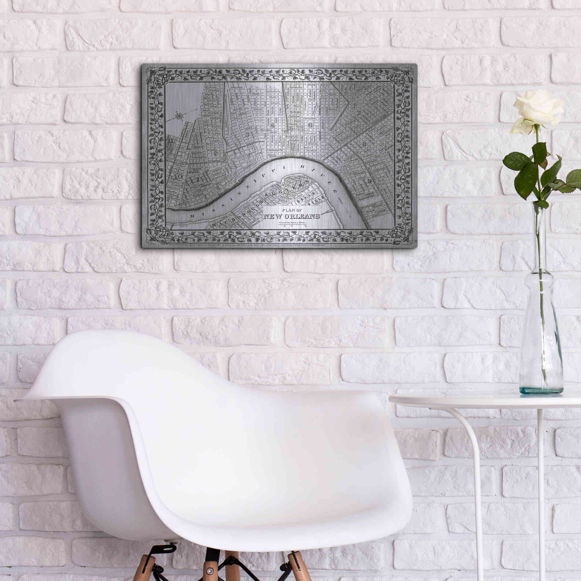 Luxe Metal Art 'Plan of New Orleans' by Mitchell, Metal Wall Art,24x16