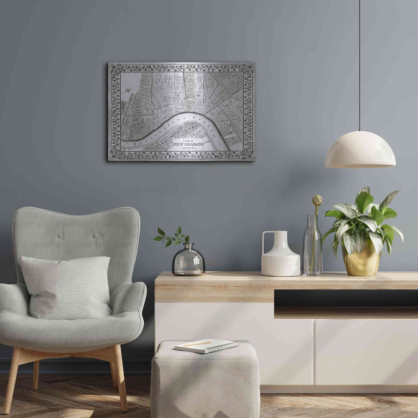 Luxe Metal Art 'Plan of New Orleans' by Mitchell, Metal Wall Art,24x16