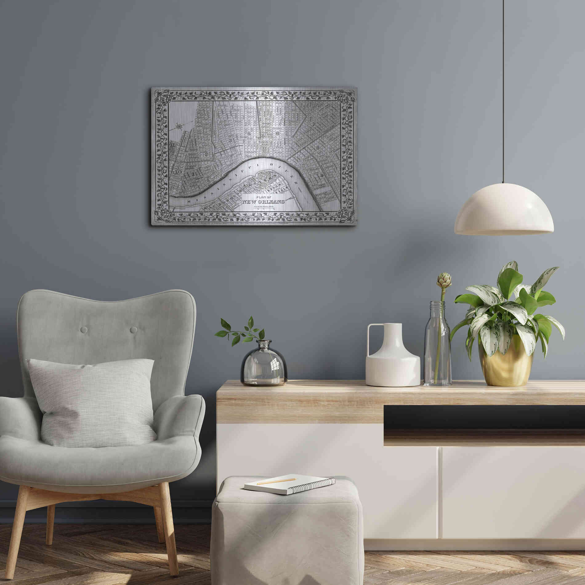 Luxe Metal Art 'Plan of New Orleans' by Mitchell, Metal Wall Art,24x16