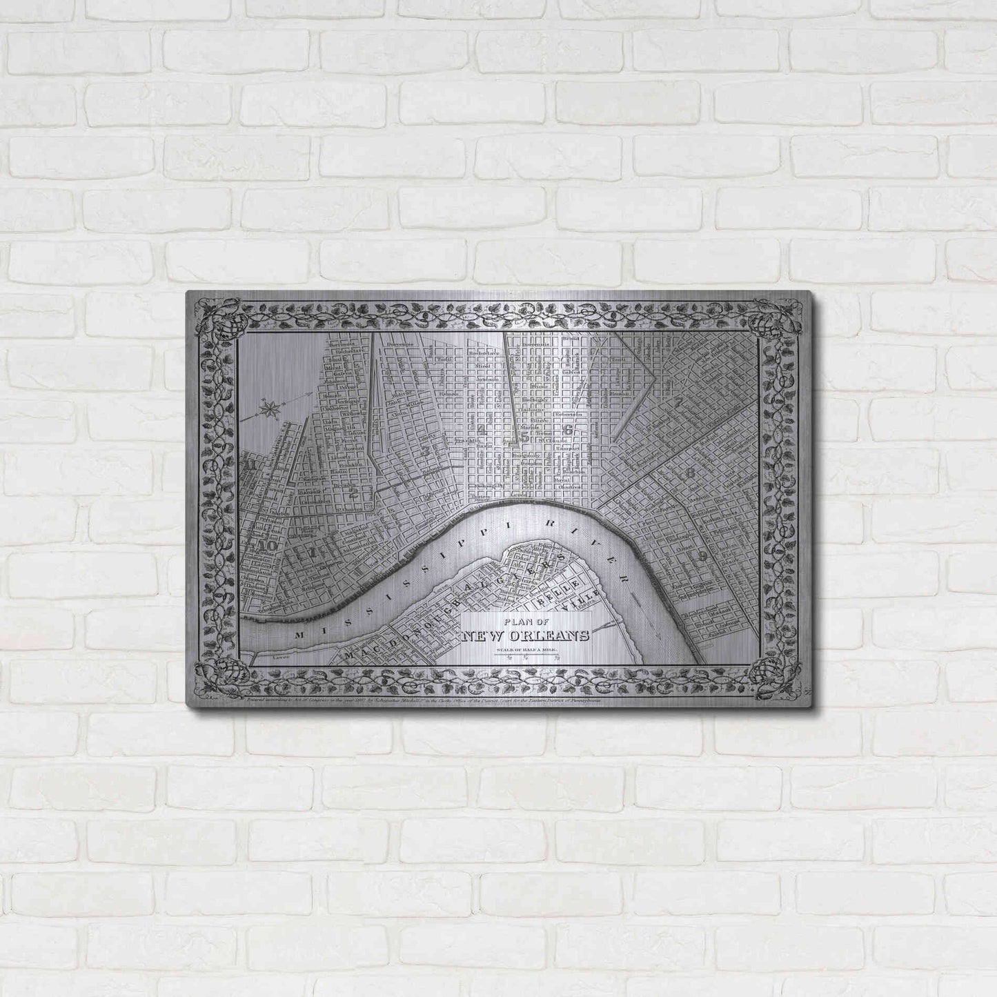 Luxe Metal Art 'Plan of New Orleans' by Mitchell, Metal Wall Art,36x24