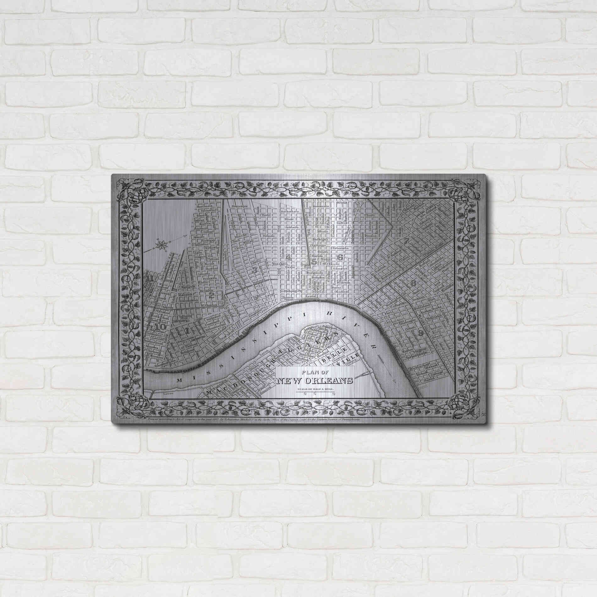 Luxe Metal Art 'Plan of New Orleans' by Mitchell, Metal Wall Art,36x24