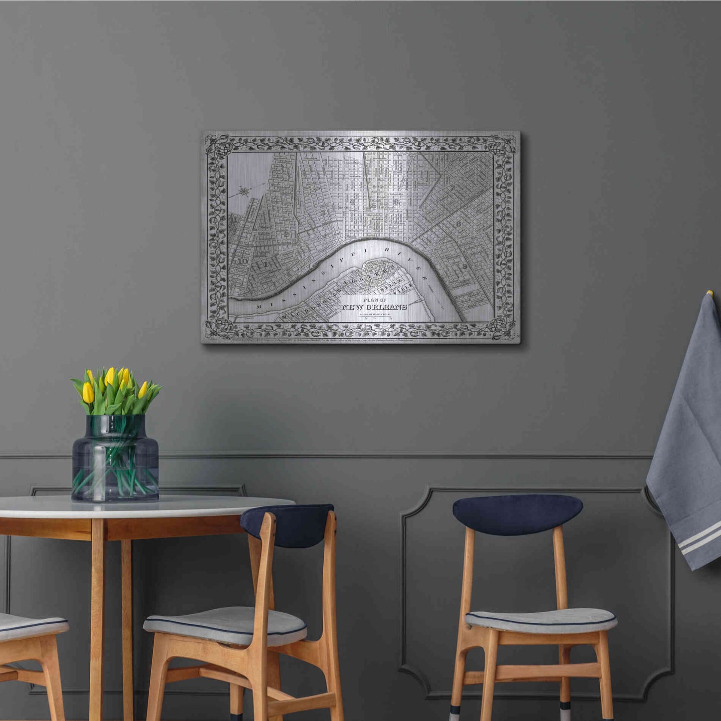 Luxe Metal Art 'Plan of New Orleans' by Mitchell, Metal Wall Art,36x24