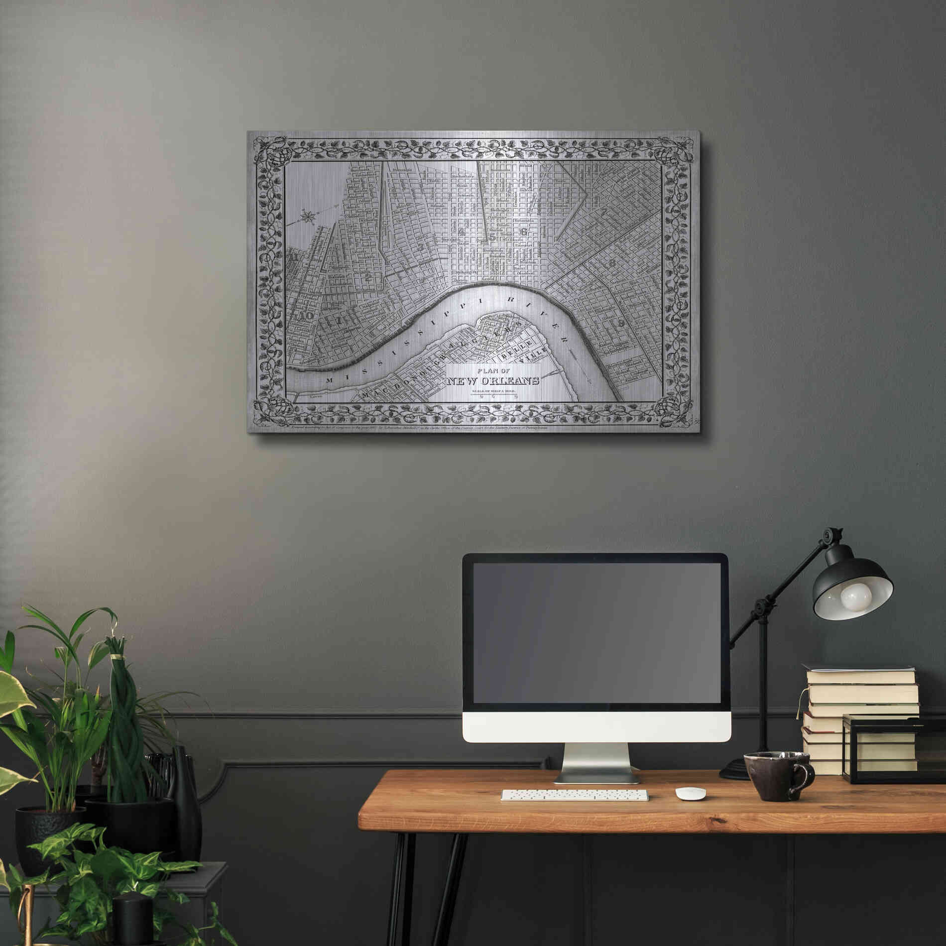 Luxe Metal Art 'Plan of New Orleans' by Mitchell, Metal Wall Art,36x24
