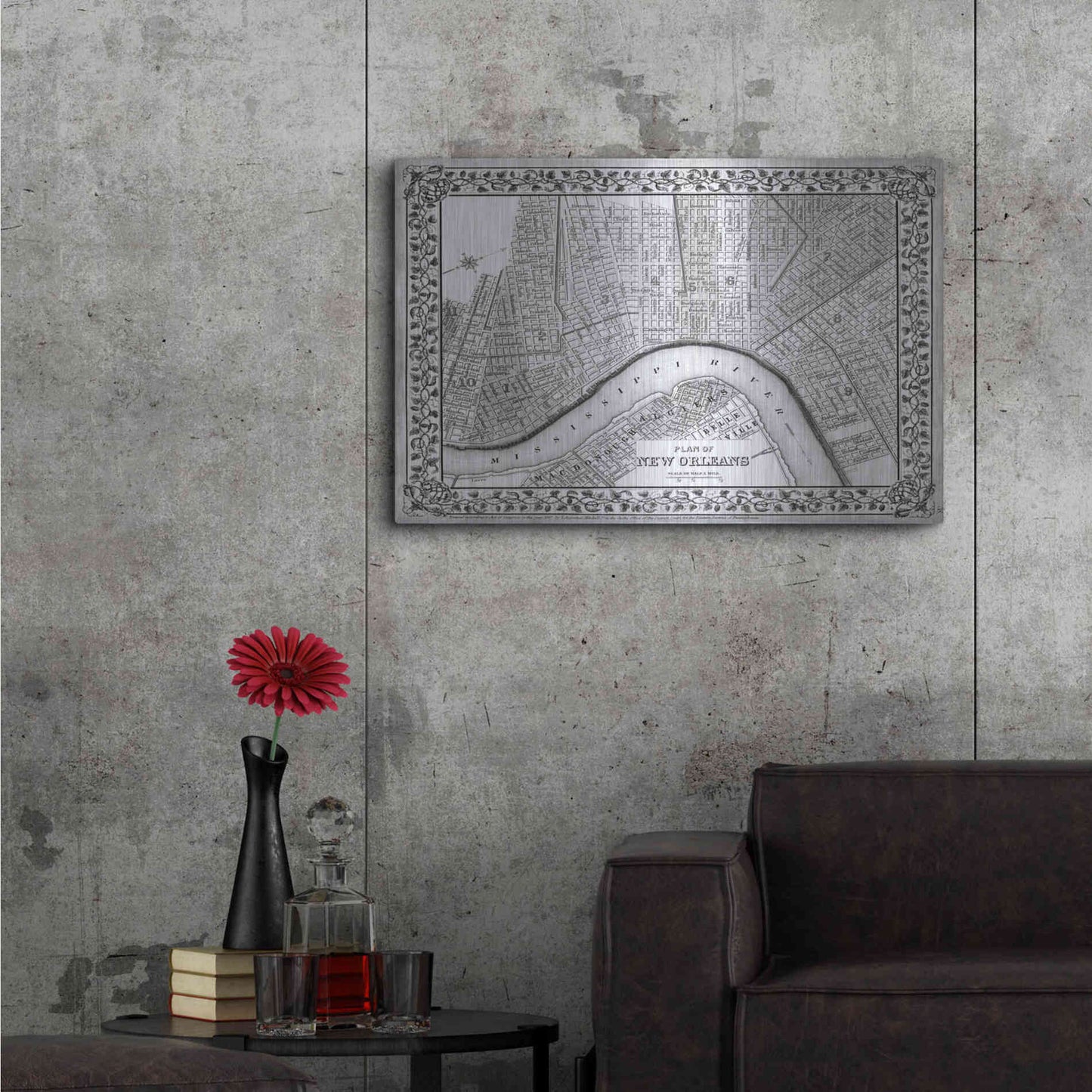 Luxe Metal Art 'Plan of New Orleans' by Mitchell, Metal Wall Art,36x24