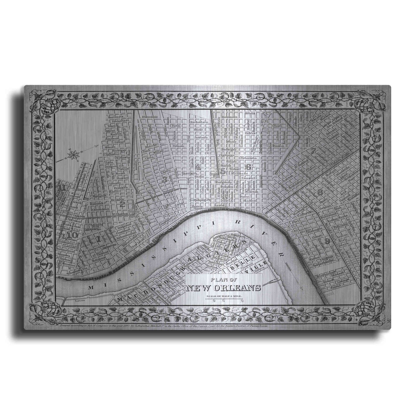 Luxe Metal Art 'Plan of New Orleans' by Mitchell, Metal Wall Art