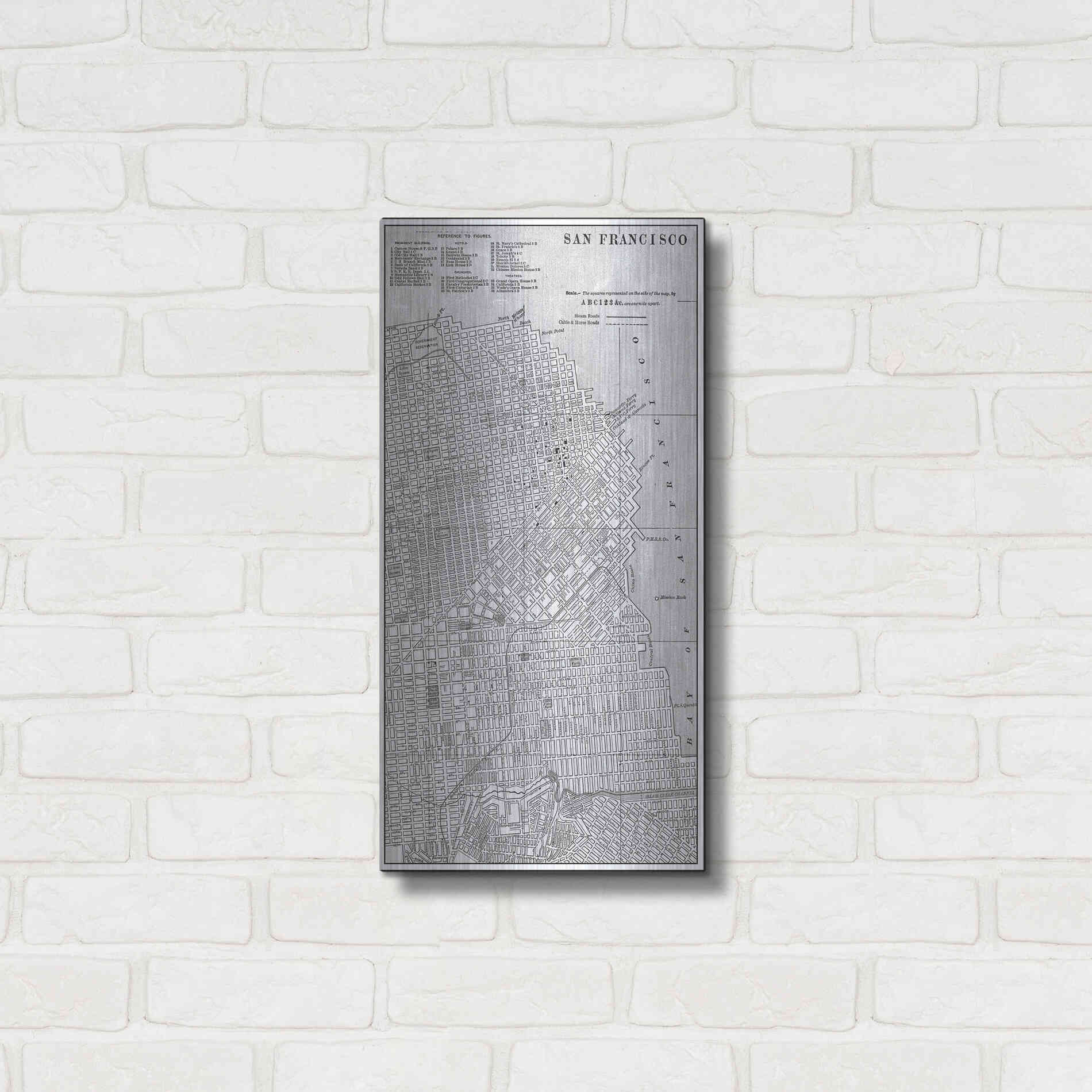 Luxe Metal Art 'Tinted Map of San Fransisco' by Vision Studio, Metal Wall Art,12x24