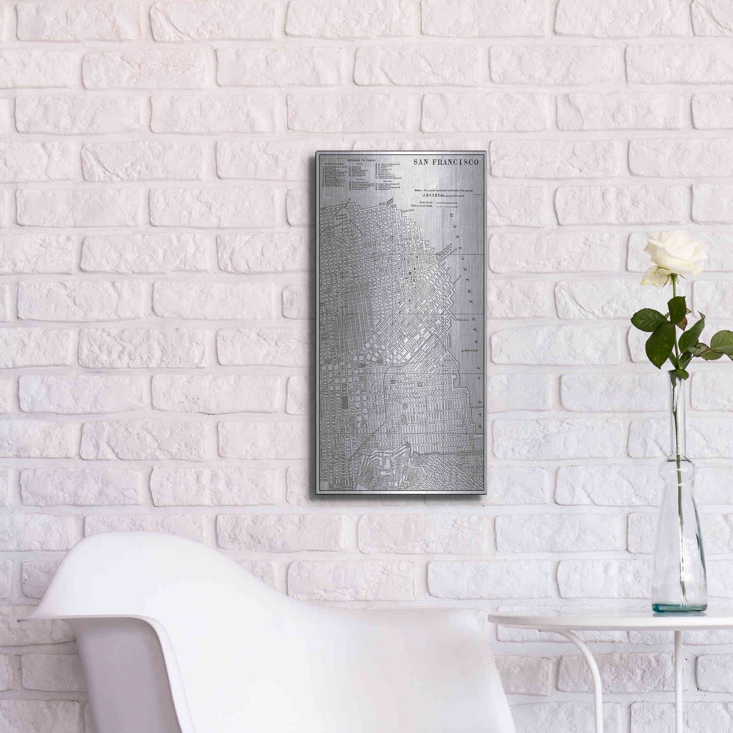 Luxe Metal Art 'Tinted Map of San Fransisco' by Vision Studio, Metal Wall Art,12x24