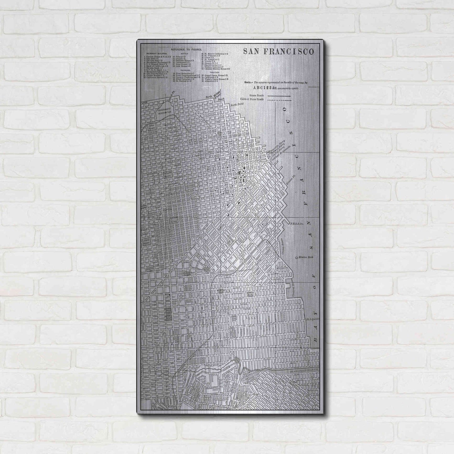 Luxe Metal Art 'Tinted Map of San Fransisco' by Vision Studio, Metal Wall Art,24x48