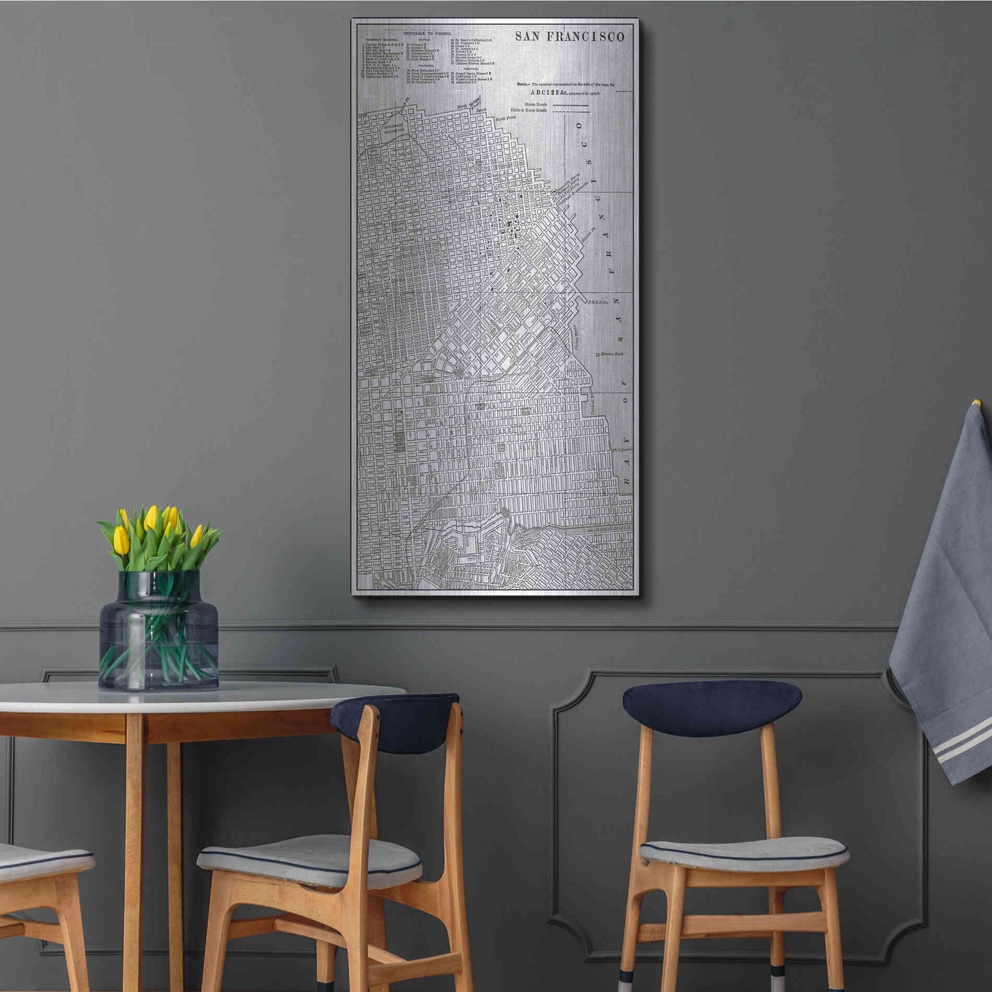 Luxe Metal Art 'Tinted Map of San Fransisco' by Vision Studio, Metal Wall Art,24x48