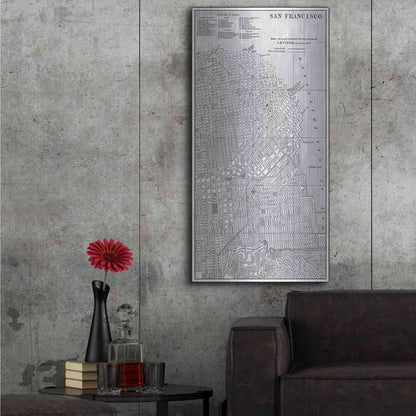 Luxe Metal Art 'Tinted Map of San Fransisco' by Vision Studio, Metal Wall Art,24x48