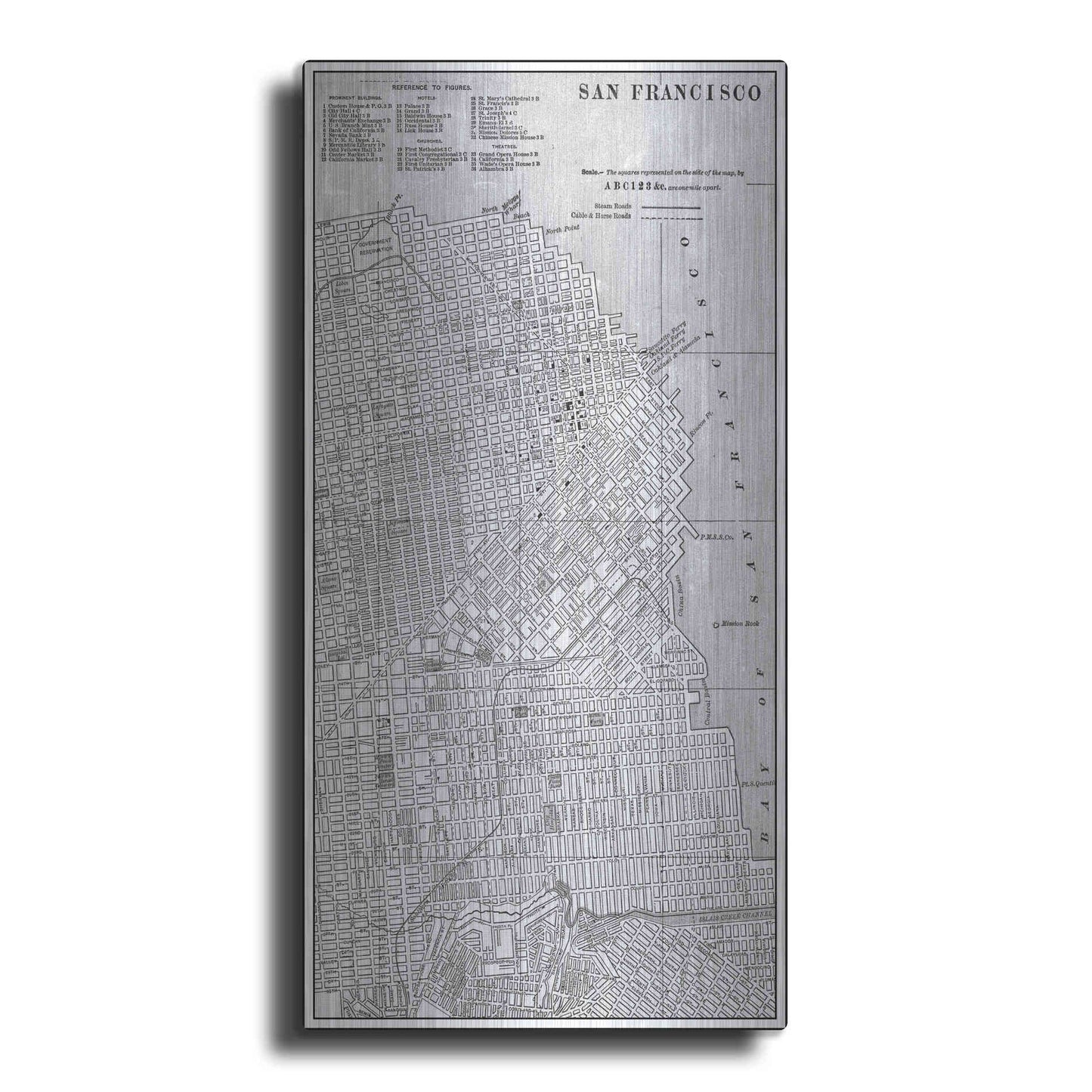 Luxe Metal Art 'Tinted Map of San Fransisco' by Vision Studio, Metal Wall Art