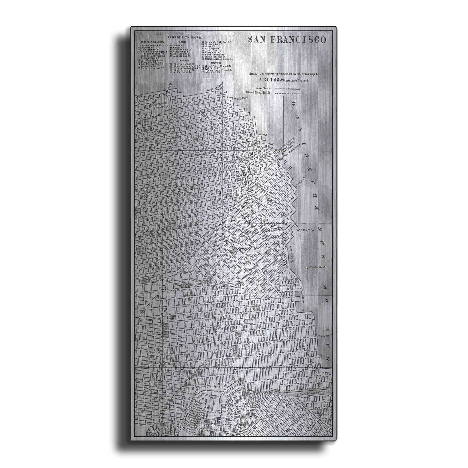 Luxe Metal Art 'Tinted Map of San Fransisco' by Vision Studio, Metal Wall Art