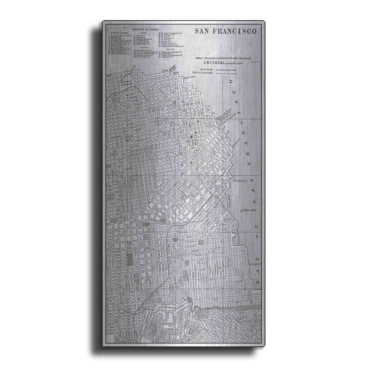 Luxe Metal Art 'Tinted Map of San Fransisco' by Vision Studio, Metal Wall Art
