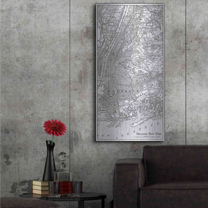 Luxe Metal Art 'Tinted Map of New York' by Vision Studio, Metal Wall Art,24x48