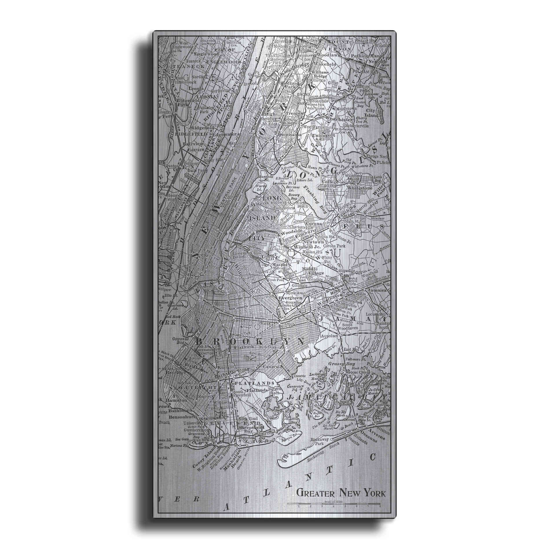 Luxe Metal Art 'Tinted Map of New York' by Vision Studio, Metal Wall Art