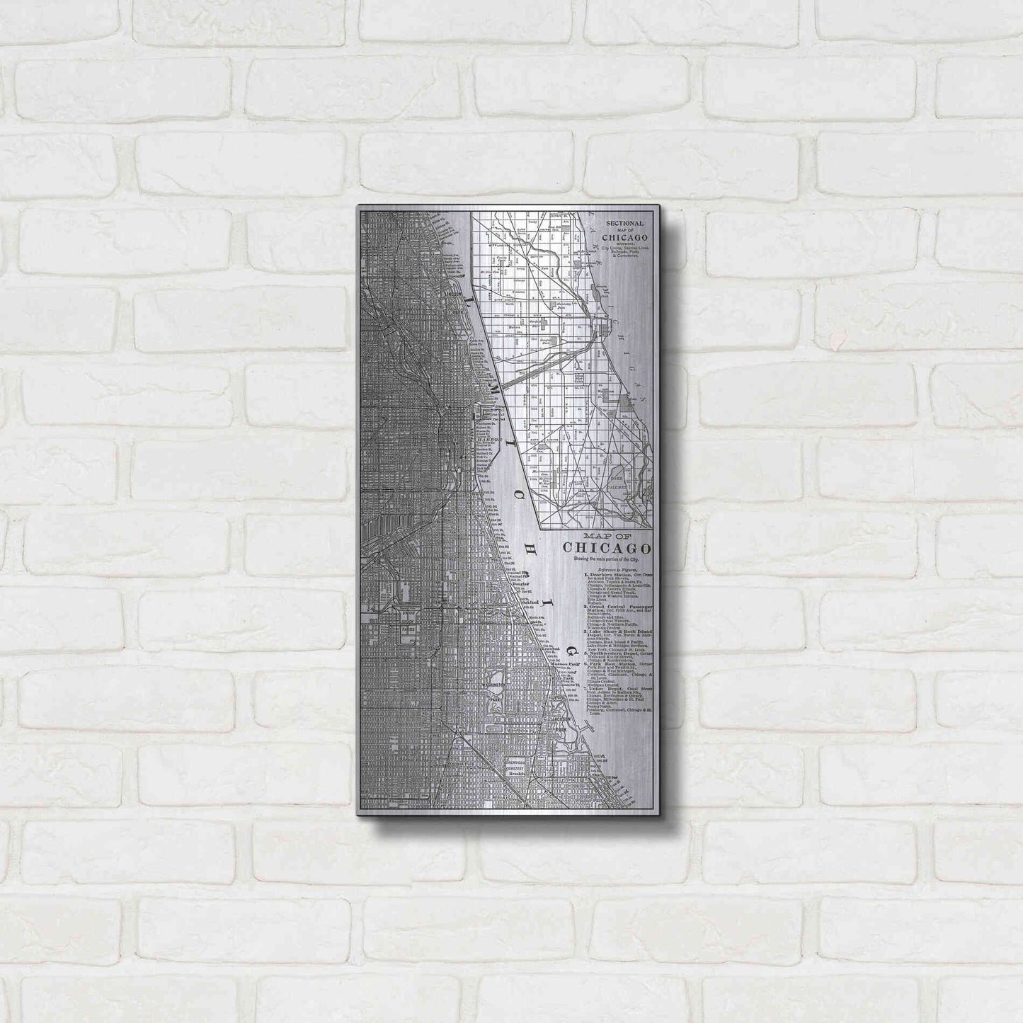 Luxe Metal Art 'Tinted Map of Chicago' by Vision Studio, Metal Wall Art,12x24