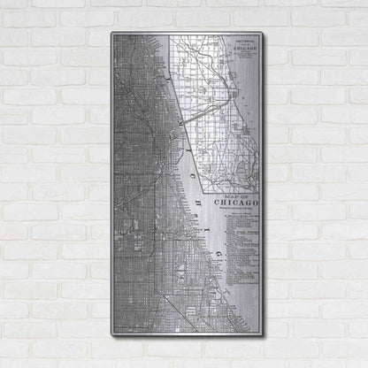 Luxe Metal Art 'Tinted Map of Chicago' by Vision Studio, Metal Wall Art,24x48
