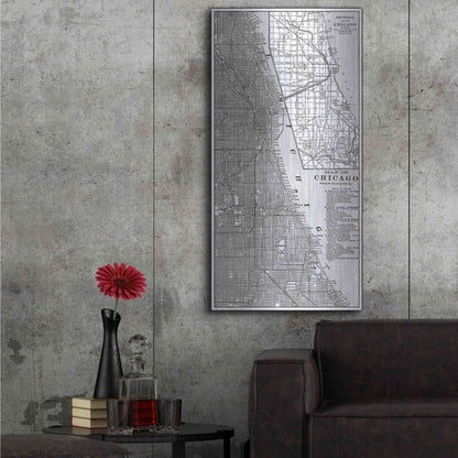 Luxe Metal Art 'Tinted Map of Chicago' by Vision Studio, Metal Wall Art,24x48
