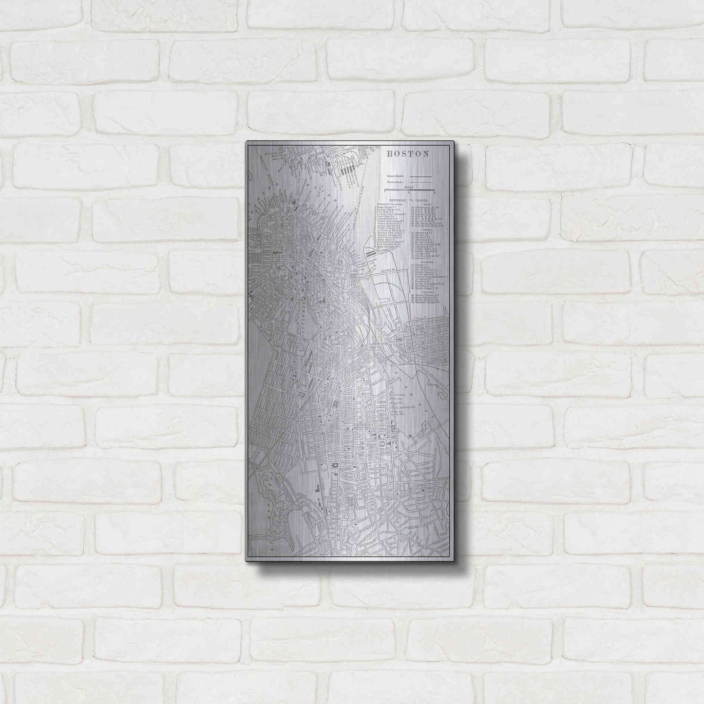 Luxe Metal Art 'Tinted Map of Boston' by Vision Studio, Metal Wall Art,12x24