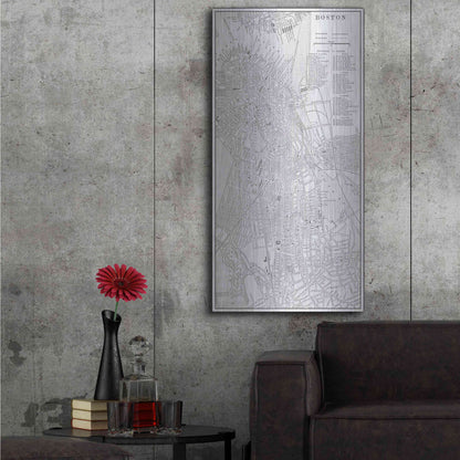 Luxe Metal Art 'Tinted Map of Boston' by Vision Studio, Metal Wall Art,24x48