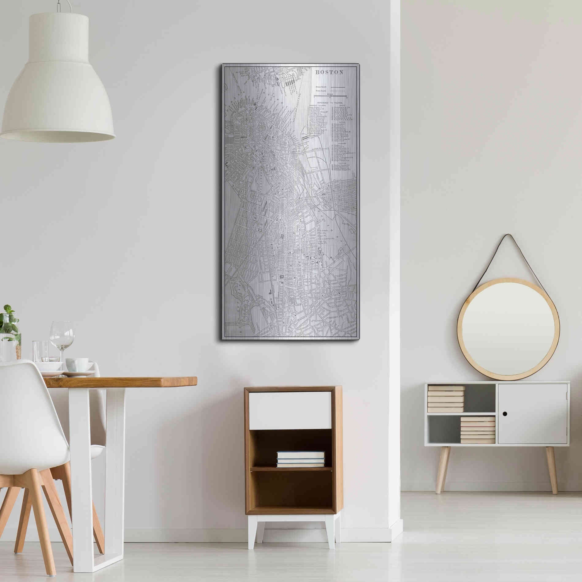 Luxe Metal Art 'Tinted Map of Boston' by Vision Studio, Metal Wall Art,24x48