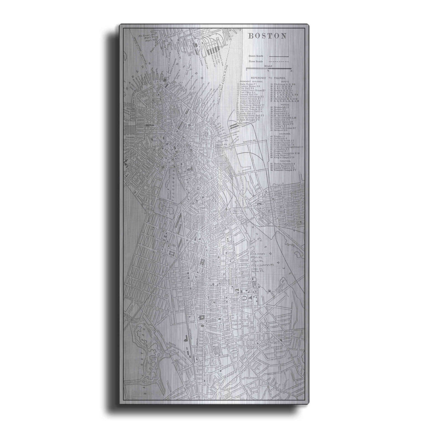 Luxe Metal Art 'Tinted Map of Boston' by Vision Studio, Metal Wall Art