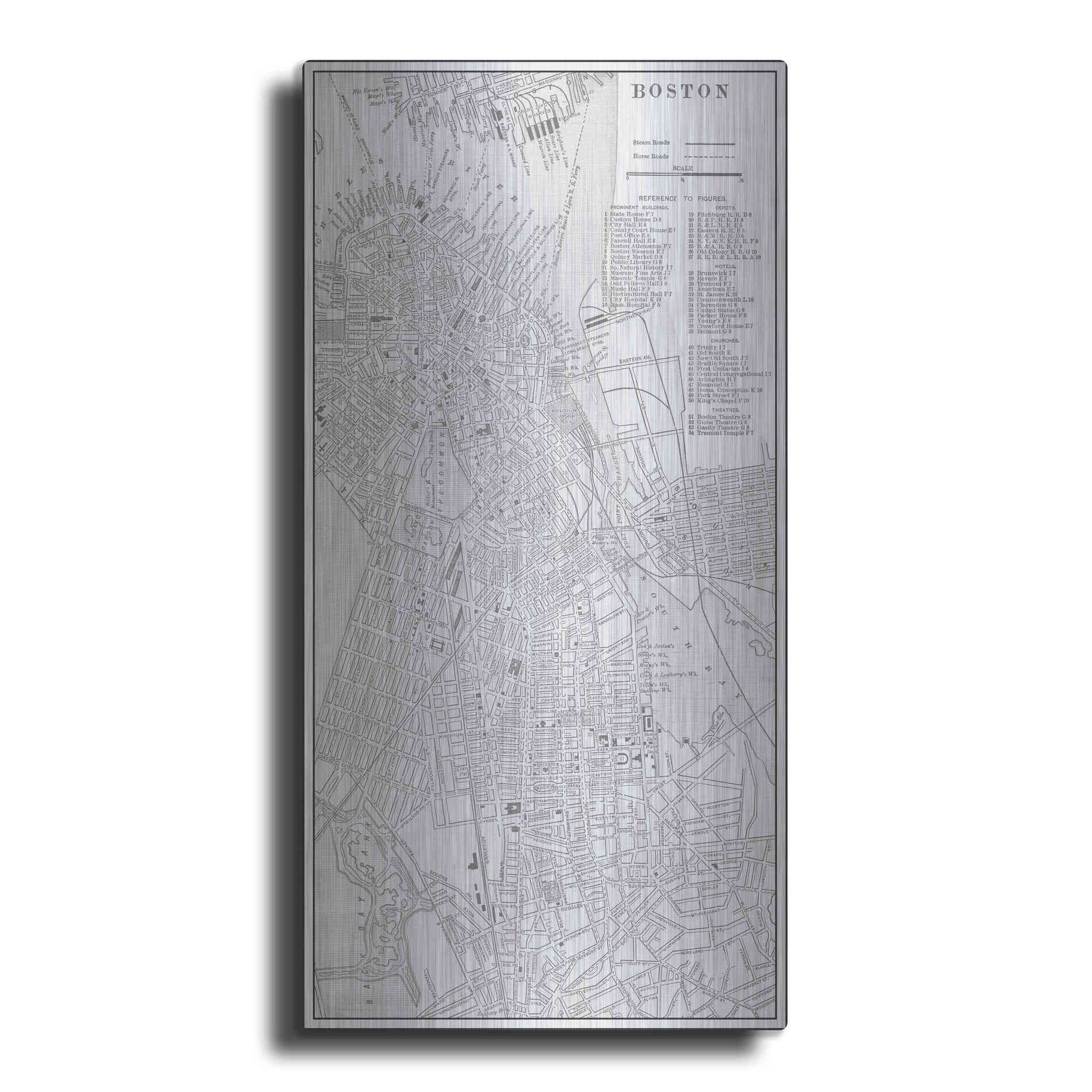 Luxe Metal Art 'Tinted Map of Boston' by Vision Studio, Metal Wall Art
