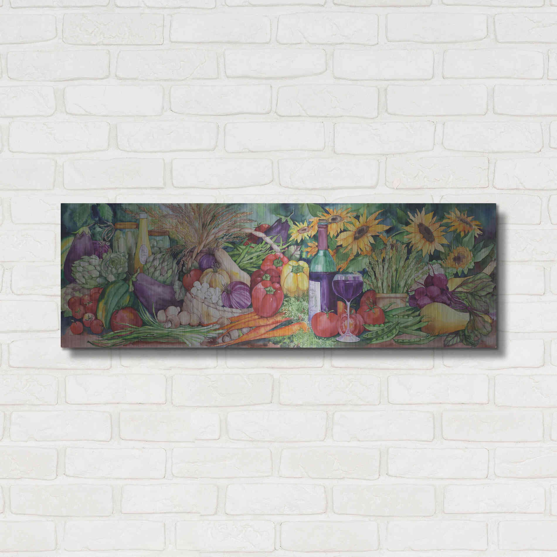 Luxe Metal Art 'Vegetable Medley' by Danhui Nai, Metal Wall Art,36x12