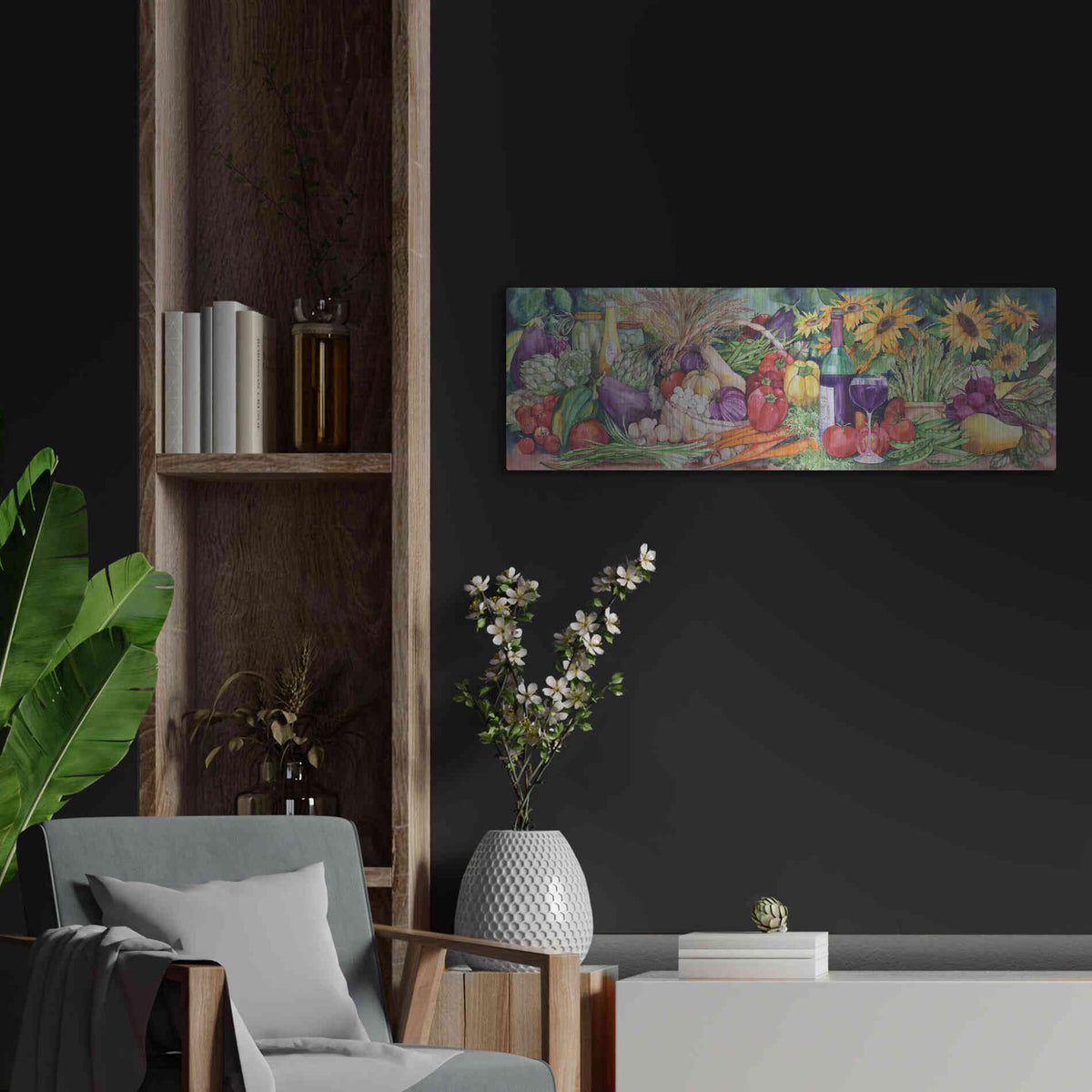 Luxe Metal Art 'Vegetable Medley' by Danhui Nai, Metal Wall Art,36x12