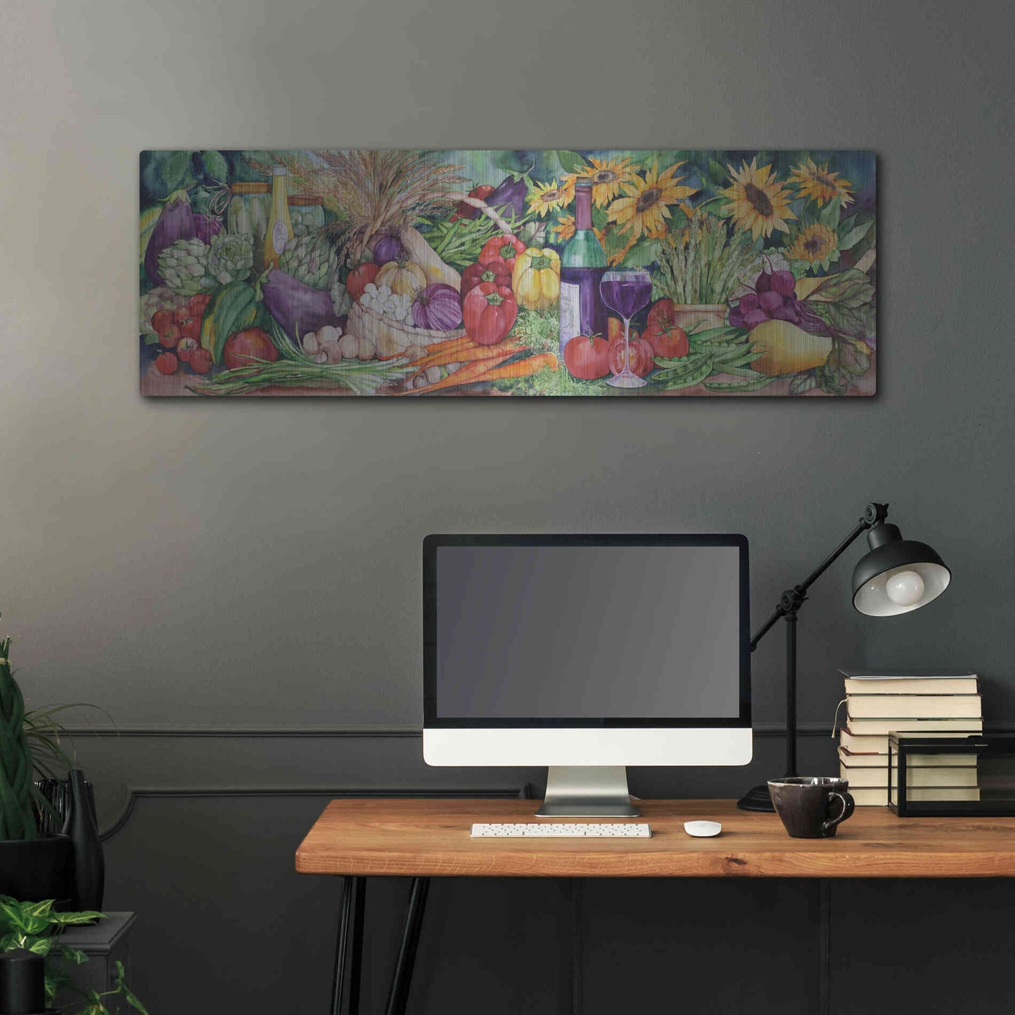 Luxe Metal Art 'Vegetable Medley' by Danhui Nai, Metal Wall Art,48x16