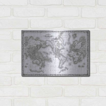 Luxe Metal Art 'Johnson's Map of the World' by Johnson, Metal Wall Art,16x12