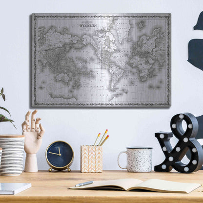 Luxe Metal Art 'Johnson's Map of the World' by Johnson, Metal Wall Art,16x12