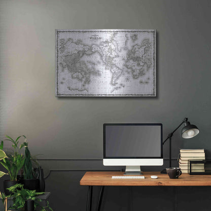 Luxe Metal Art 'Johnson's Map of the World' by Johnson, Metal Wall Art,36x24