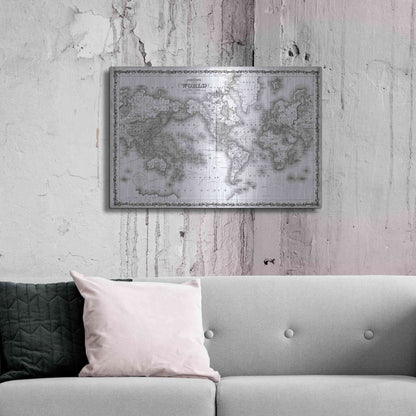 Luxe Metal Art 'Johnson's Map of the World' by Johnson, Metal Wall Art,36x24