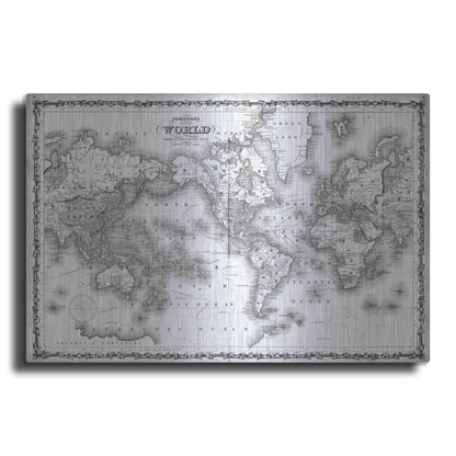 Luxe Metal Art 'Johnson's Map of the World' by Johnson, Metal Wall Art