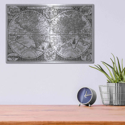 Luxe Metal Art 'Totius Orbis, Cogniti, Leiden 1605' by Paulus Merula, Metal Wall Art,16x12