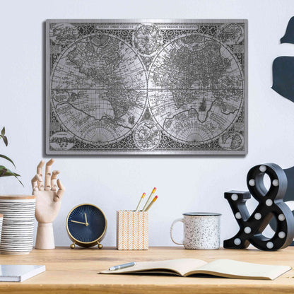 Luxe Metal Art 'Totius Orbis, Cogniti, Leiden 1605' by Paulus Merula, Metal Wall Art,16x12