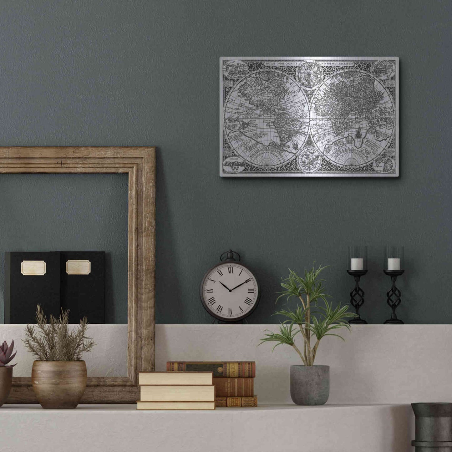 Luxe Metal Art 'Totius Orbis, Cogniti, Leiden 1605' by Paulus Merula, Metal Wall Art,16x12