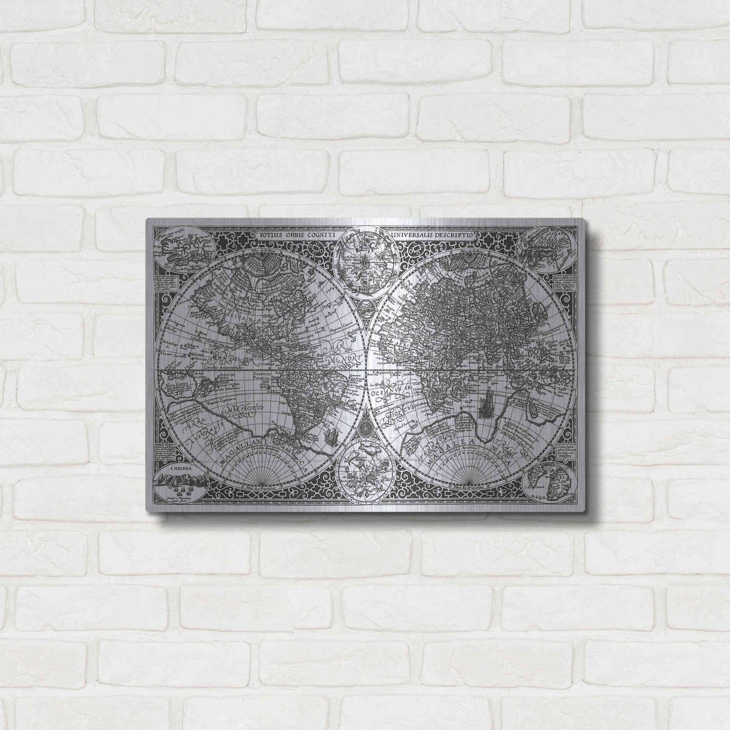Luxe Metal Art 'Totius Orbis, Cogniti, Leiden 1605' by Paulus Merula, Metal Wall Art,24x16