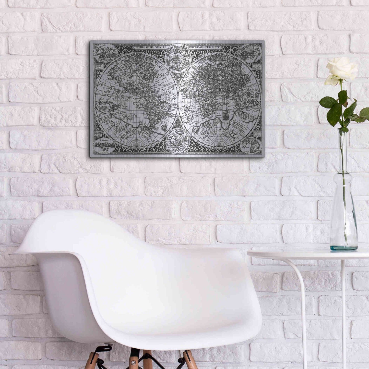 Luxe Metal Art 'Totius Orbis, Cogniti, Leiden 1605' by Paulus Merula, Metal Wall Art,24x16