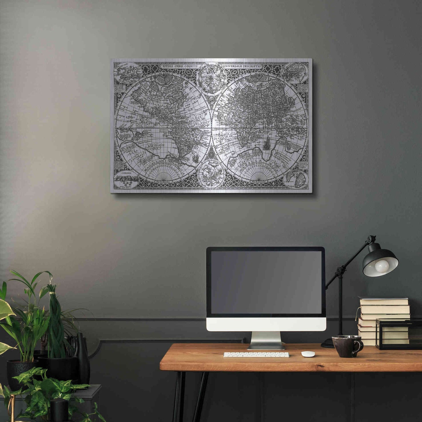 Luxe Metal Art 'Totius Orbis, Cogniti, Leiden 1605' by Paulus Merula, Metal Wall Art,36x24