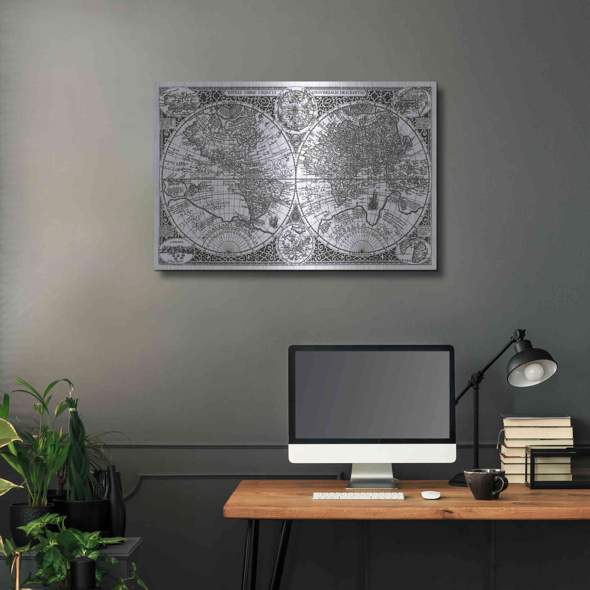 Luxe Metal Art 'Totius Orbis, Cogniti, Leiden 1605' by Paulus Merula, Metal Wall Art,36x24
