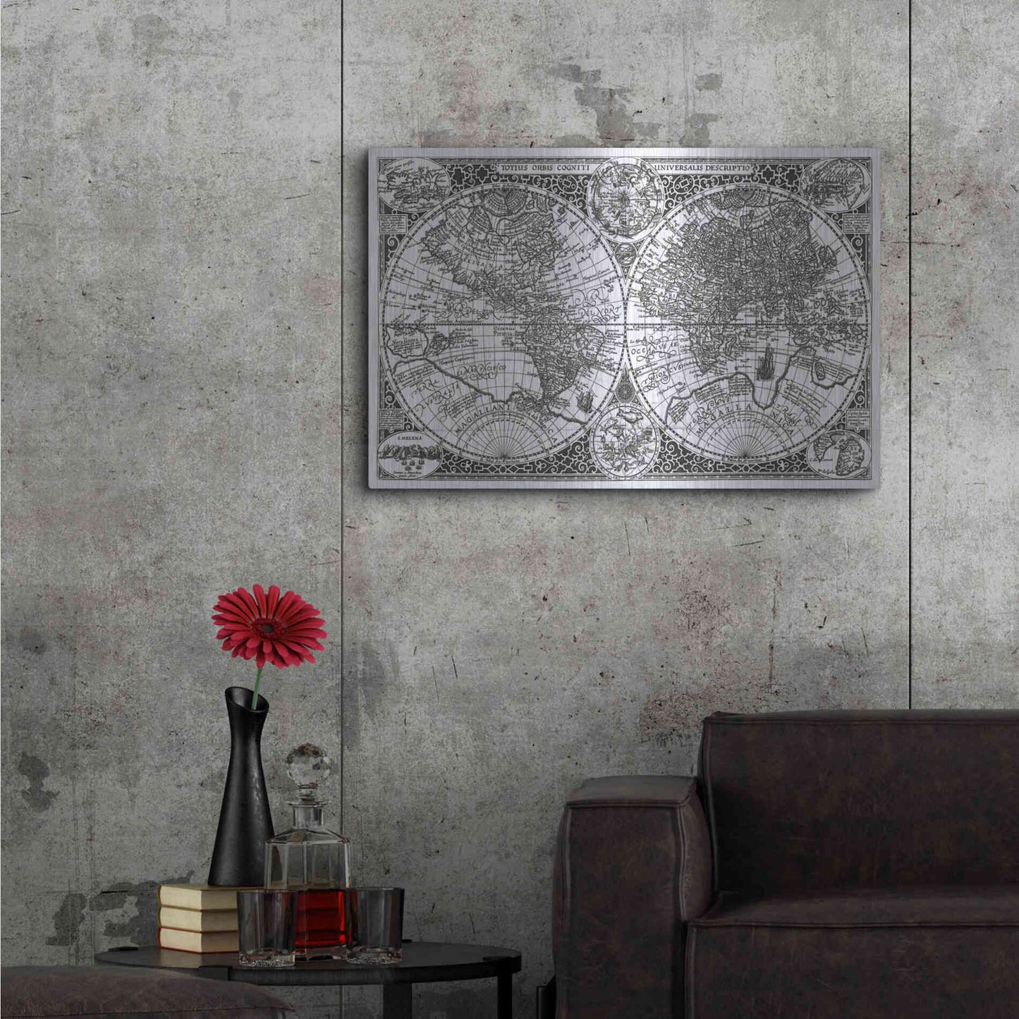 Luxe Metal Art 'Totius Orbis, Cogniti, Leiden 1605' by Paulus Merula, Metal Wall Art,36x24
