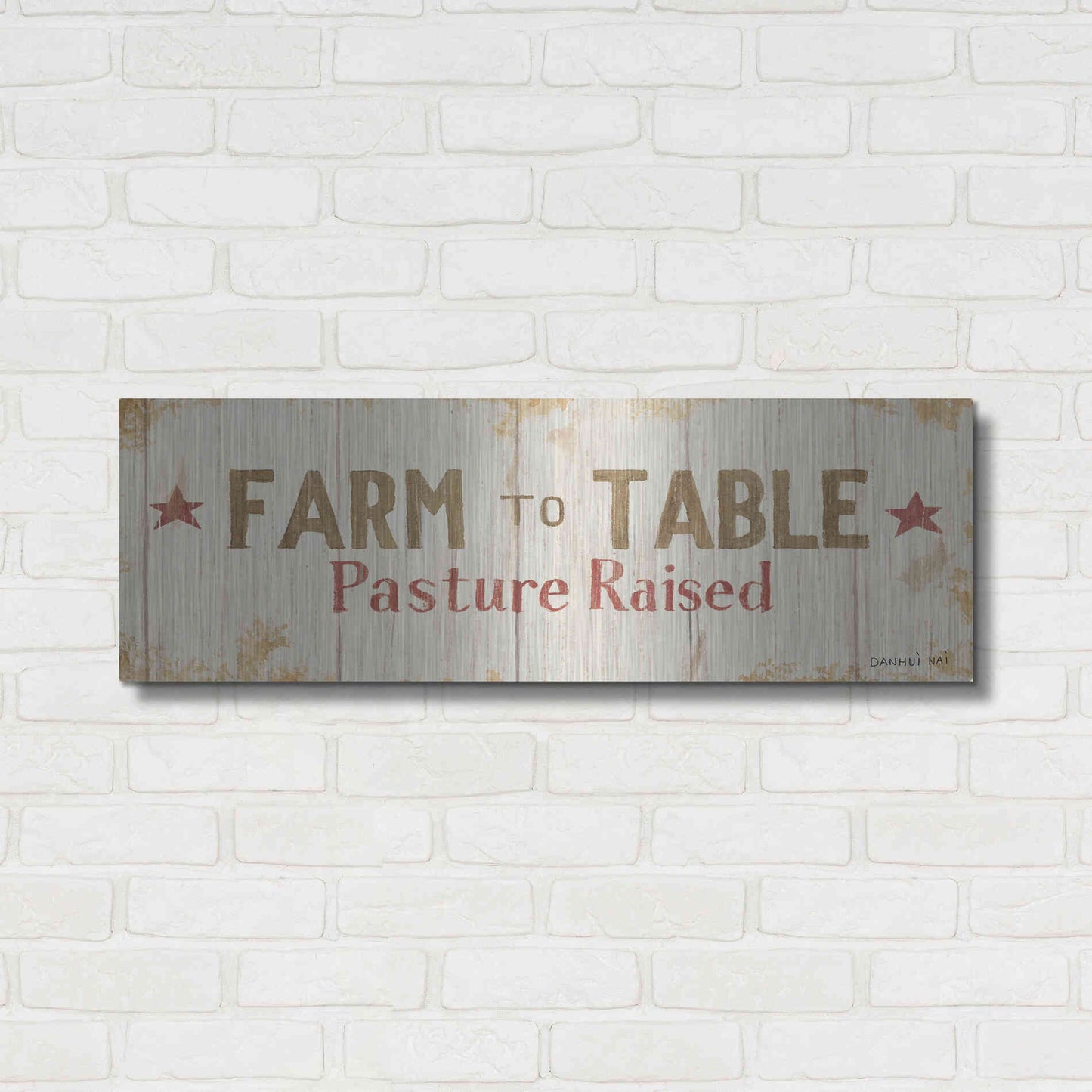Luxe Metal Art 'Farm Patchwork XIV' by Danhui Nai, Metal Wall Art,36x12